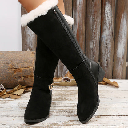Fiorelle Women's PatchKiss Long Boots - Fleece-Lined Patchwork Snow Boots with Fur Cuff (US 5-10.5)