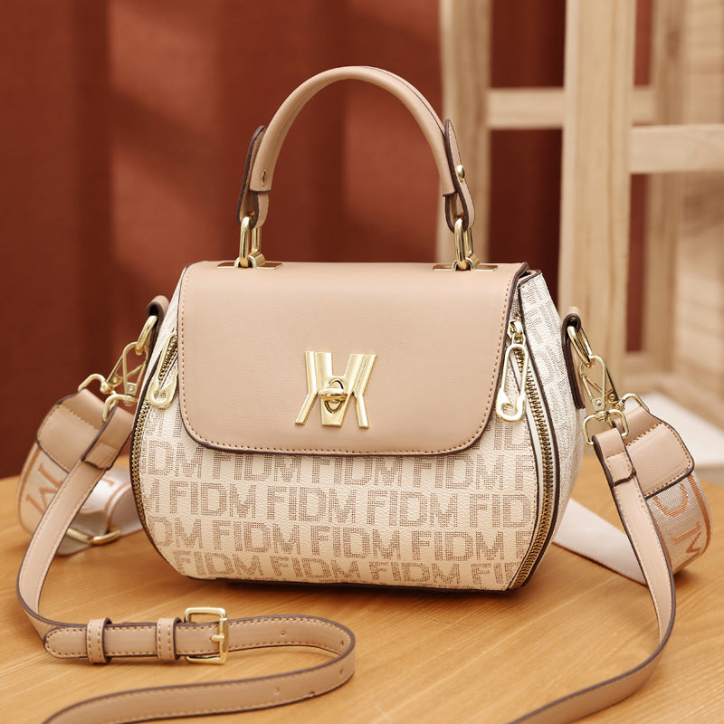 Fiorelle Women's Classic Letter Print Apple Bag - Multi-Way Crossbody Shoulder Tote Handbag Purse