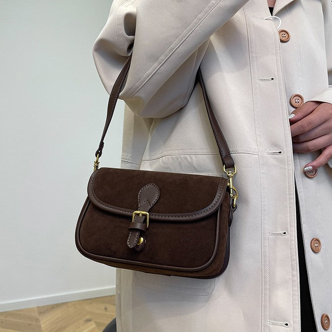 Fiorelle Women's Saddle Luxe Sling Bag - Matte Vintage Crossbody with Signature Buckle & Adjustable Wear