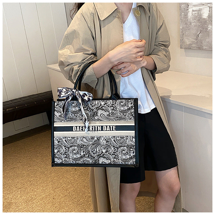 Fiorelle Women's Embroidered Commuter Tote Bag – Versatile Premium Shoulder Bag for Daily Errands, Shopping & Stylish Outings