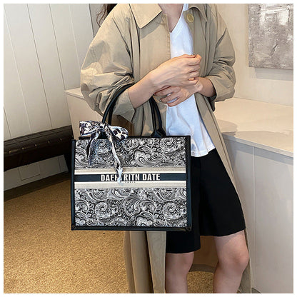 Fiorelle Women's Embroidered Commuter Tote Bag – Versatile Premium Shoulder Bag for Daily Errands, Shopping & Stylish Outings