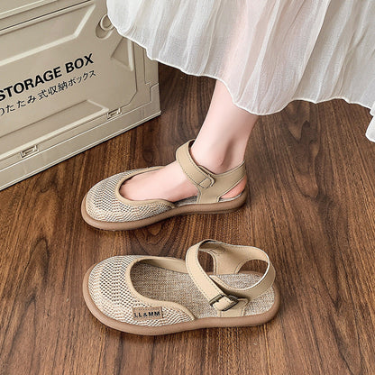 Fiorelle Women’s Mirelle Linen Mesh Closed-Toe Roman Sandals – Effortless Lightweight Everyday Comfort Flats (US 4–10)