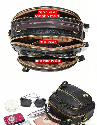 Fiorelle Women's Multi-Zip Compact Satchel — Premium Convertible Shoulder & Crossbody Bag with Curated Organization & Elevated Everyday Style