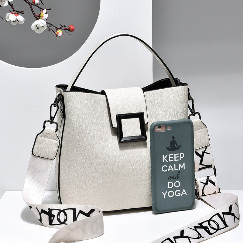 Fiorelle Women’s Signature-Buckle Square Bucket Bag - Premium Convertible Shoulder & Crossbody with Architectural Silhouette & Elevated Minimalism