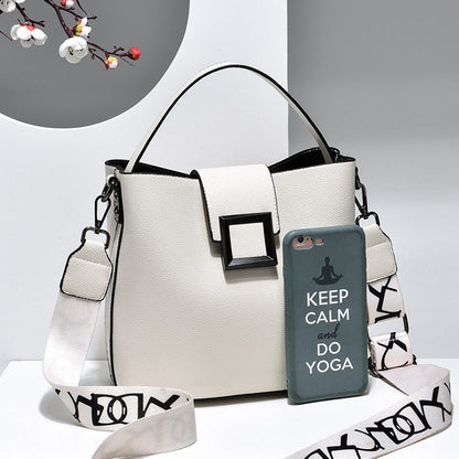 Fiorelle Women’s Signature-Buckle Square Bucket Bag - Premium Convertible Shoulder & Crossbody with Architectural Silhouette & Elevated Minimalism