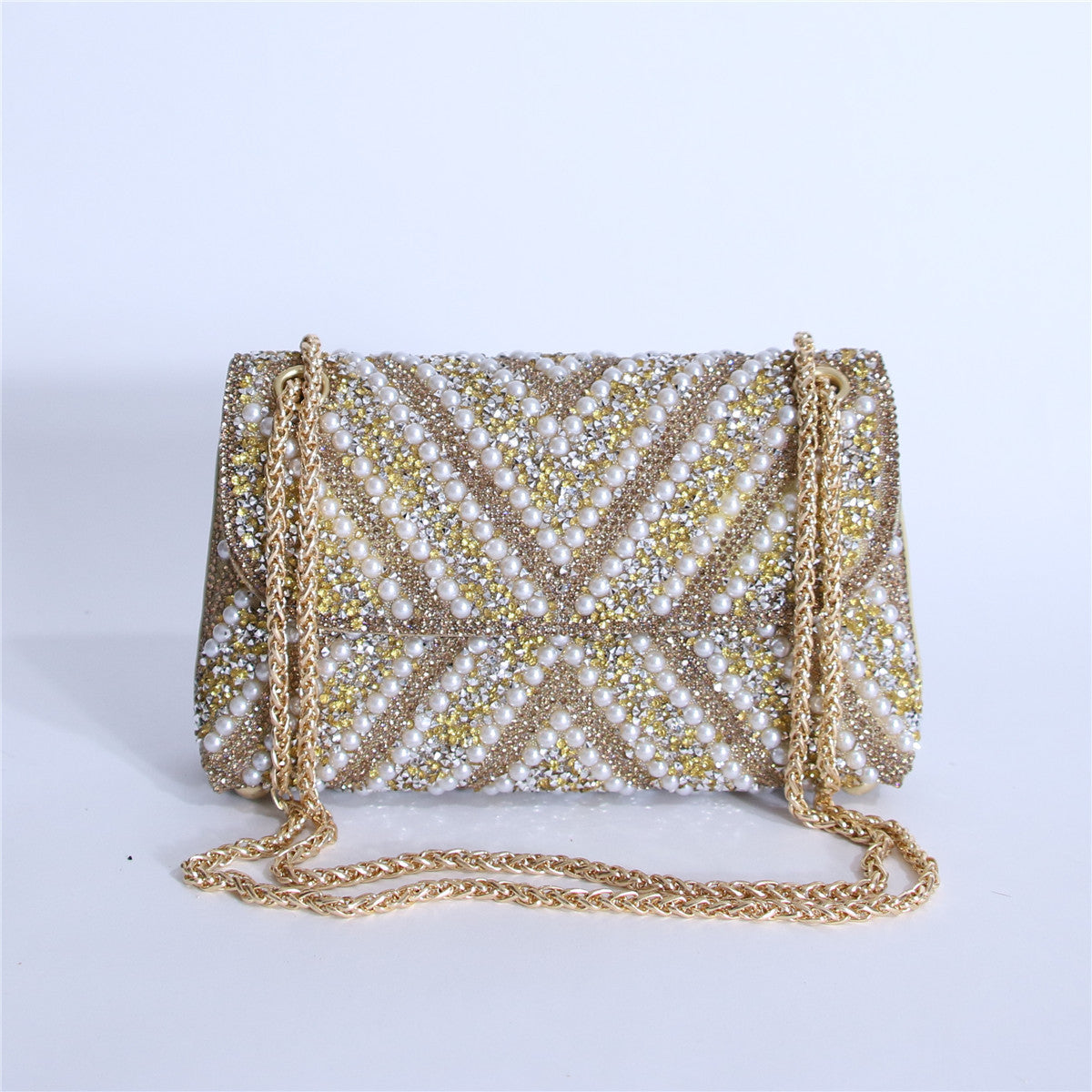 Fiorelle Women's Moonrise Pearl Clutch - Convertible Chain Evening Bag for Galas & Soirées
