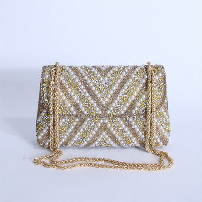 Fiorelle Women's Moonrise Pearl Clutch - Convertible Chain Evening Bag for Galas & Soirées