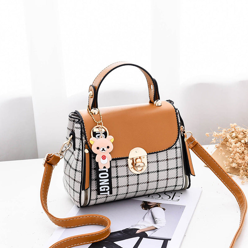 Fiorelle Women's Tartan-Trim Mini Crossbody - 3-Way Convertible Bag w/ Color-Block & Enamel Charms, Textured PU Small Purse