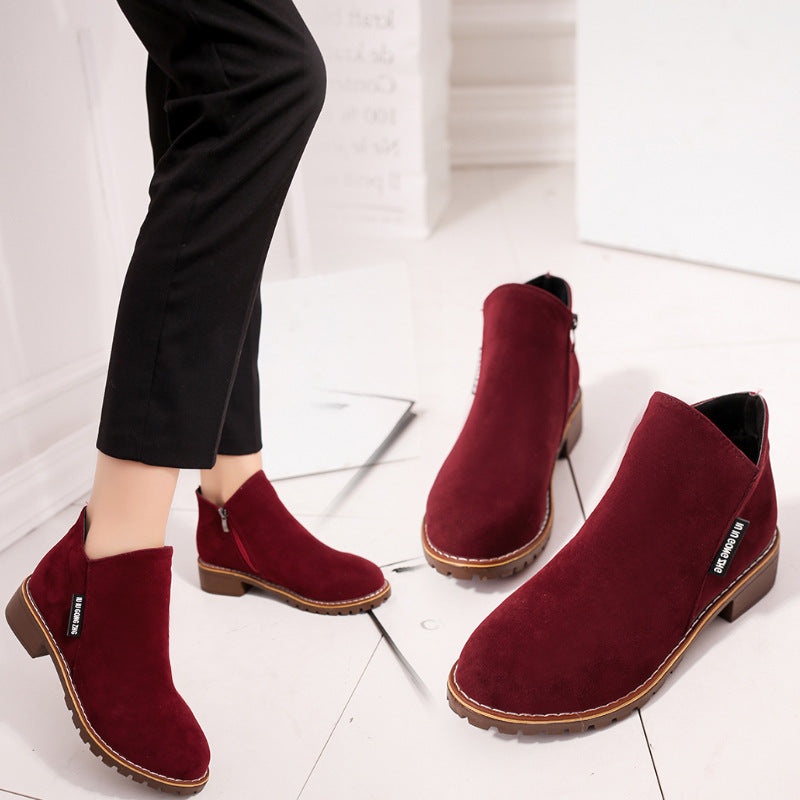 Fiorelle Women's Suede Chelsea Ankle Boots - Side Zip Low Heel Martin Boots (US 4-10)