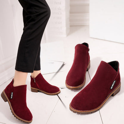 Fiorelle Women's Suede Chelsea Ankle Boots - Side Zip Low Heel Martin Boots (US 4-10)