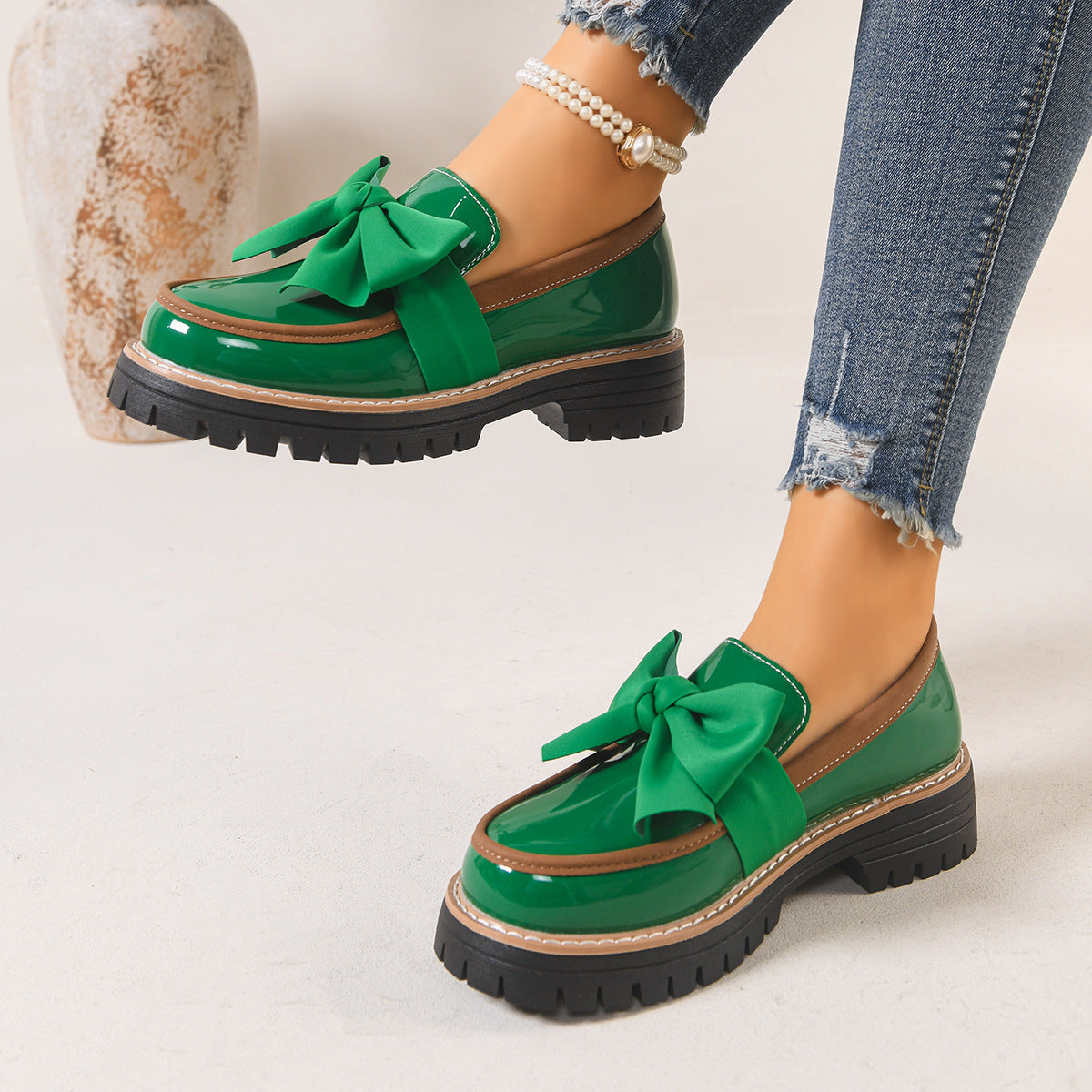 Fiorelle Women’s Bowline Slip-On Loafers – Contrast Stitch Flat Shoes (US 5–10.5)