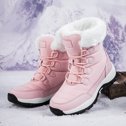 Fiorelle Women's Thermal Winter Hiking Boots - High-Cut Fleece Lined Snow Boots (Pink, White & Black - US 5-10)
