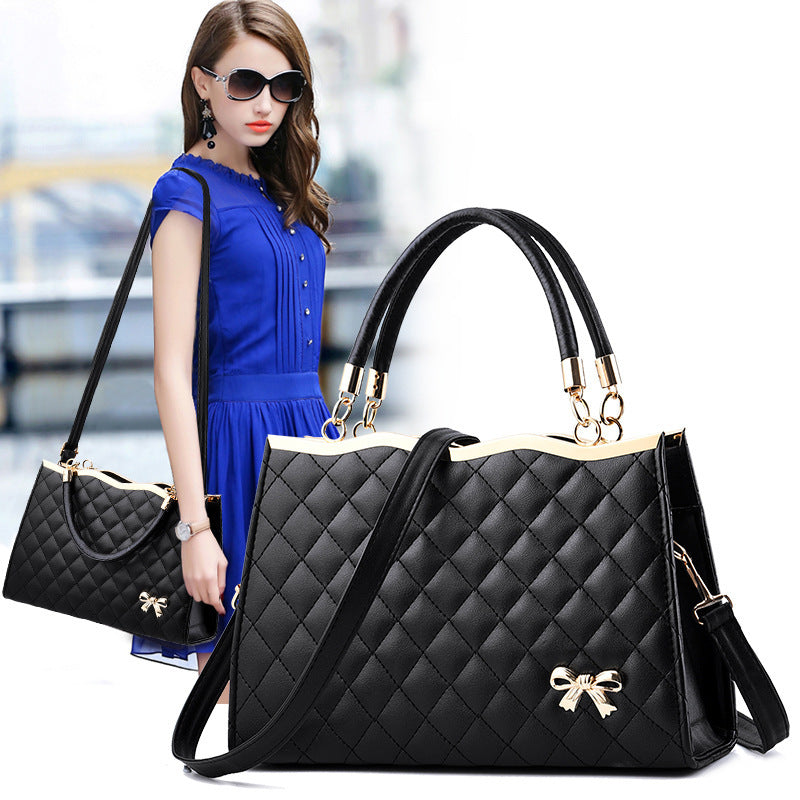 Fiorelle Women's Quilted Bow-Accent Structured Tote Bag – Oversized Shoulder & Crossbody Handbag for Women, Timeless Elegance
