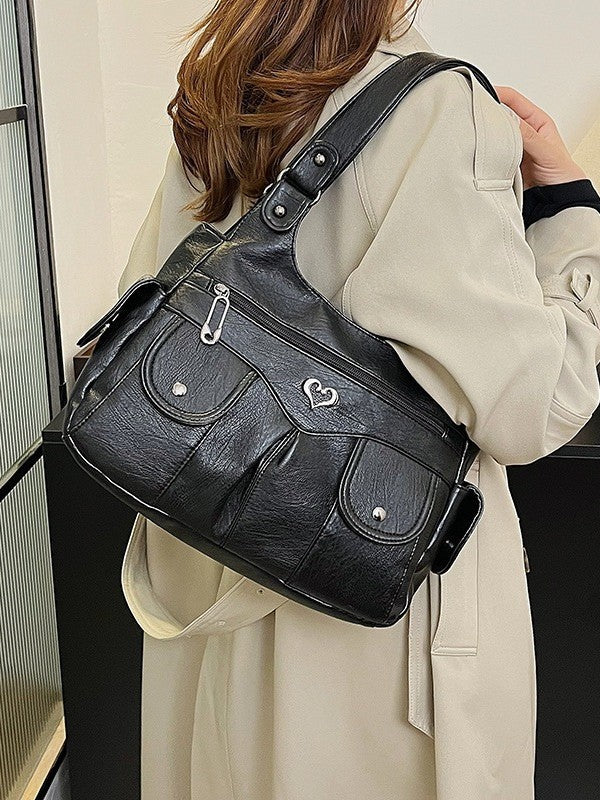 Fiorelle Women's Large Capacity Crossbody Bag - Premium Leather Underarm Purse for Commuter, Travel & Work, Adjustable Strap & Anti-Theft Design