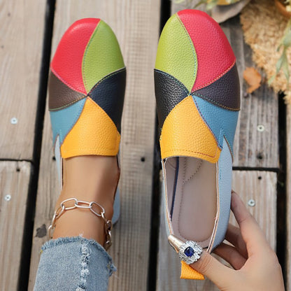 Fiorelle Women’s Norielle Slip-On Colorblock Loafers – Round Toe Casual Flat Shoes (US 5–10.5)