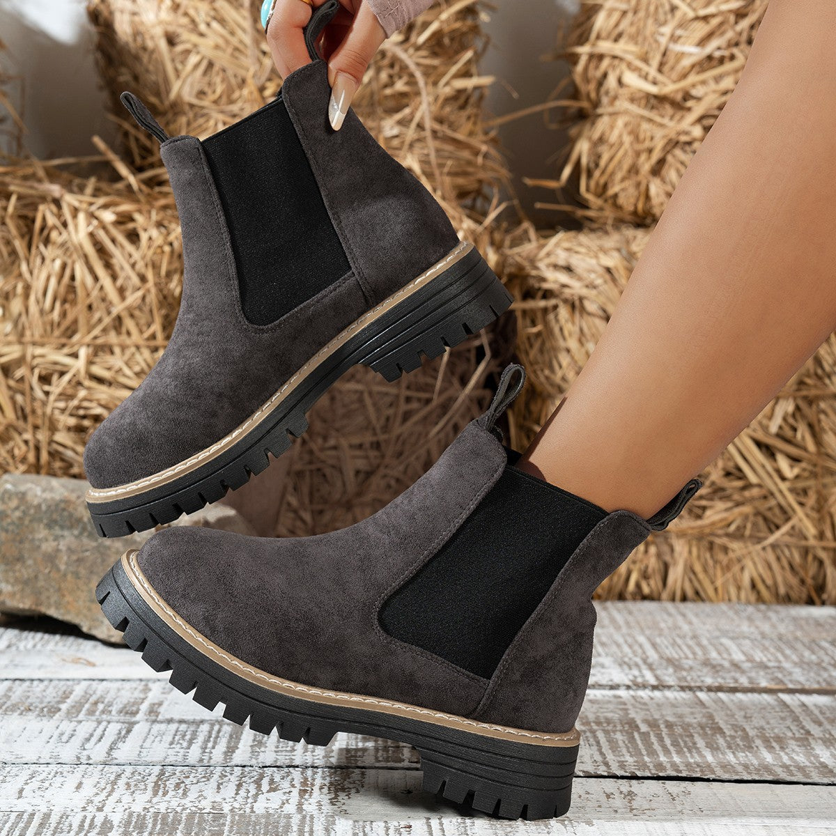 Fiorelle Women's ClassicKick Boots - Effortless Slip-On Ankle Boots with Chelsea Style (US 5-10.5)