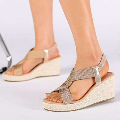 Fiorelle Women's Ria Braid Artisan Platform Wedge Sandals – Sculpted Woven Rope Open-Toe Roman Sandals (US 4–10.5)