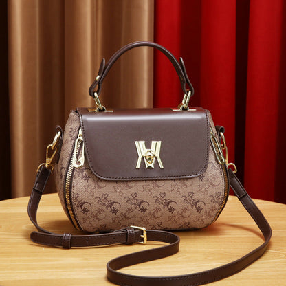 Fiorelle Women's Classic Letter Print Apple Bag - Multi-Way Crossbody Shoulder Tote Handbag Purse