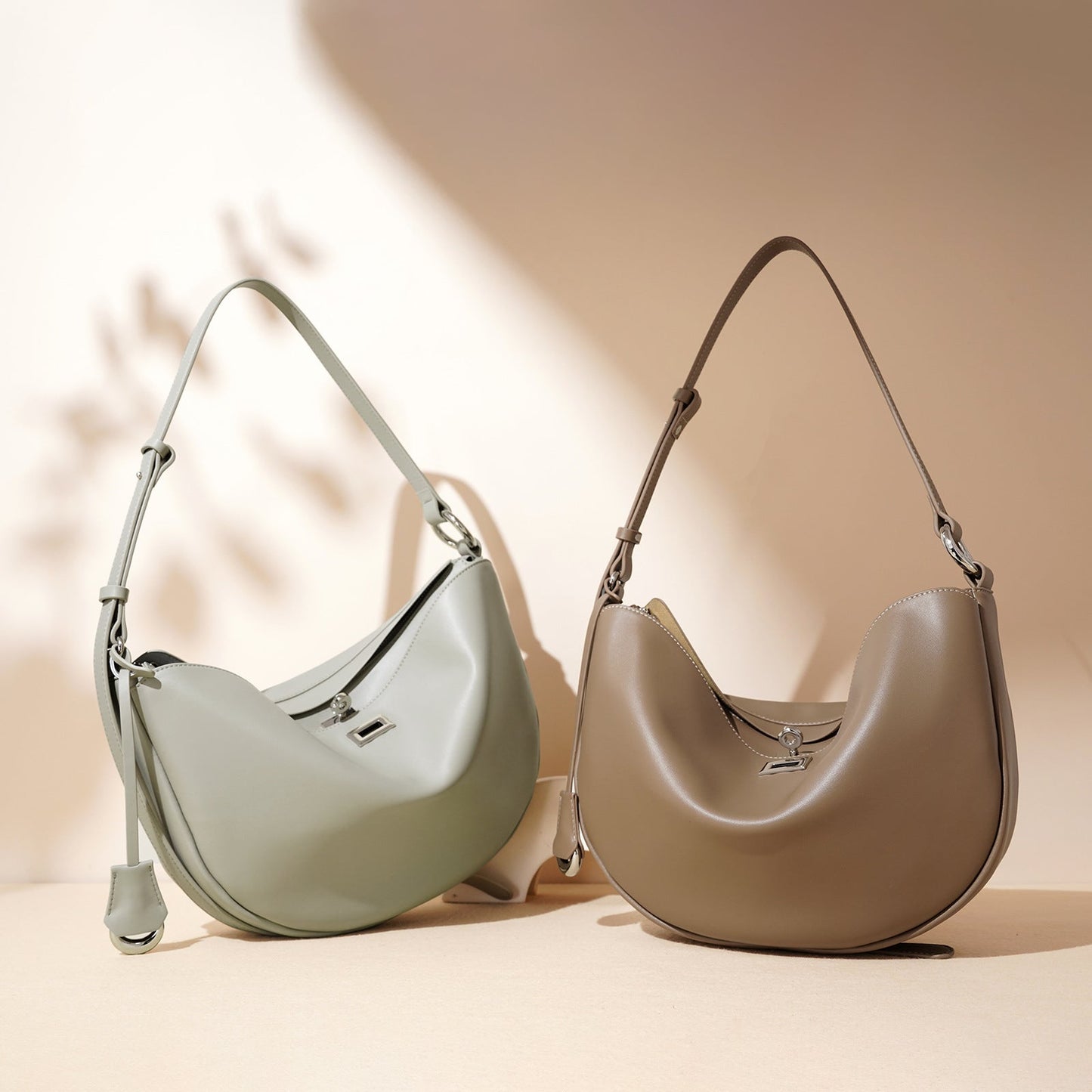Fiorelle Women's Hush Rider Bucket — Genuine Leather Saddle Bag with Signature Lock Fastening & Convertible Shoulder Strap