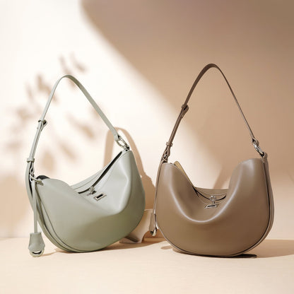 Fiorelle Women's Hush Rider Bucket — Genuine Leather Saddle Bag with Signature Lock Fastening & Convertible Shoulder Strap