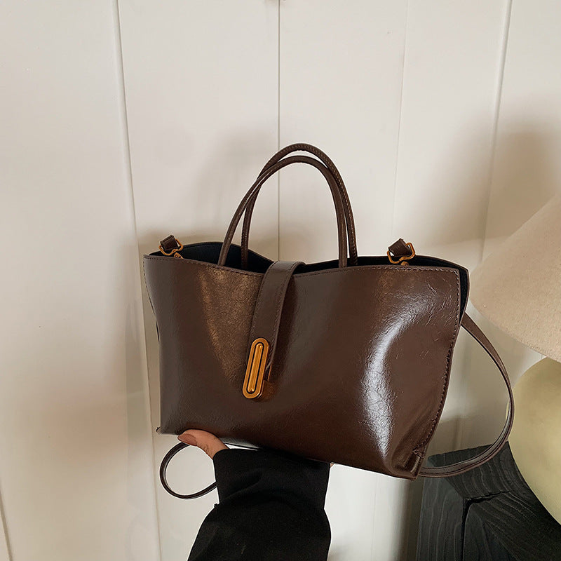 Fiorelle Women's Polished Commuter Tote -  Textured Leather Convertible Work Bag | Spacious Crossbody to Handheld Carryall for Professionals