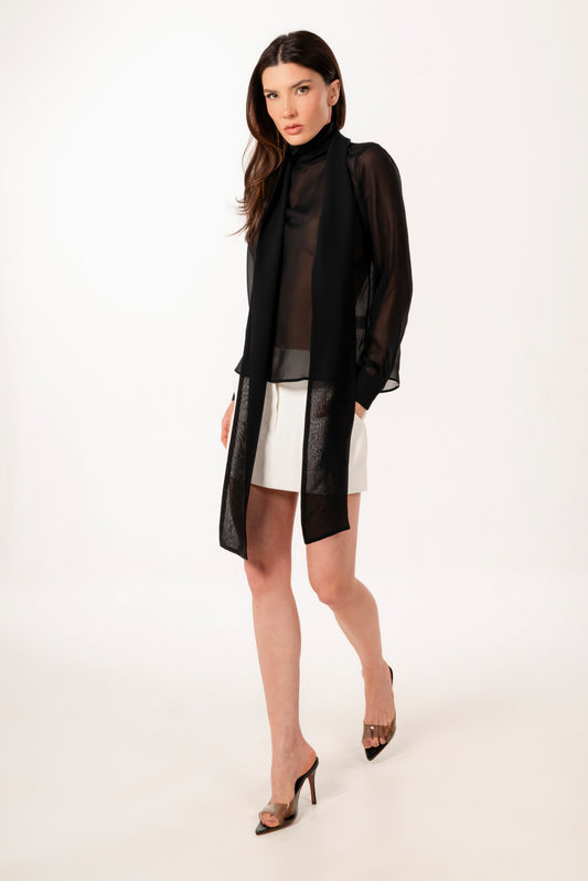 SIENNA BLACK SILK BLOUSE