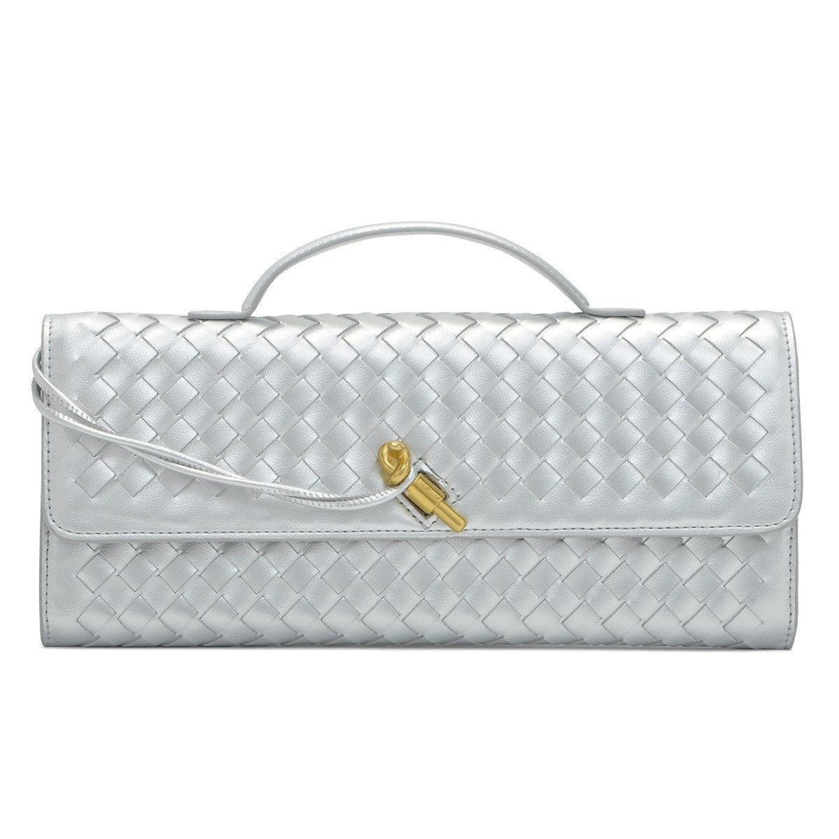 Fiorelle Women's Celestial Baguette Clutch - Kiss-Lock Woven Minaudière with Chain Strap