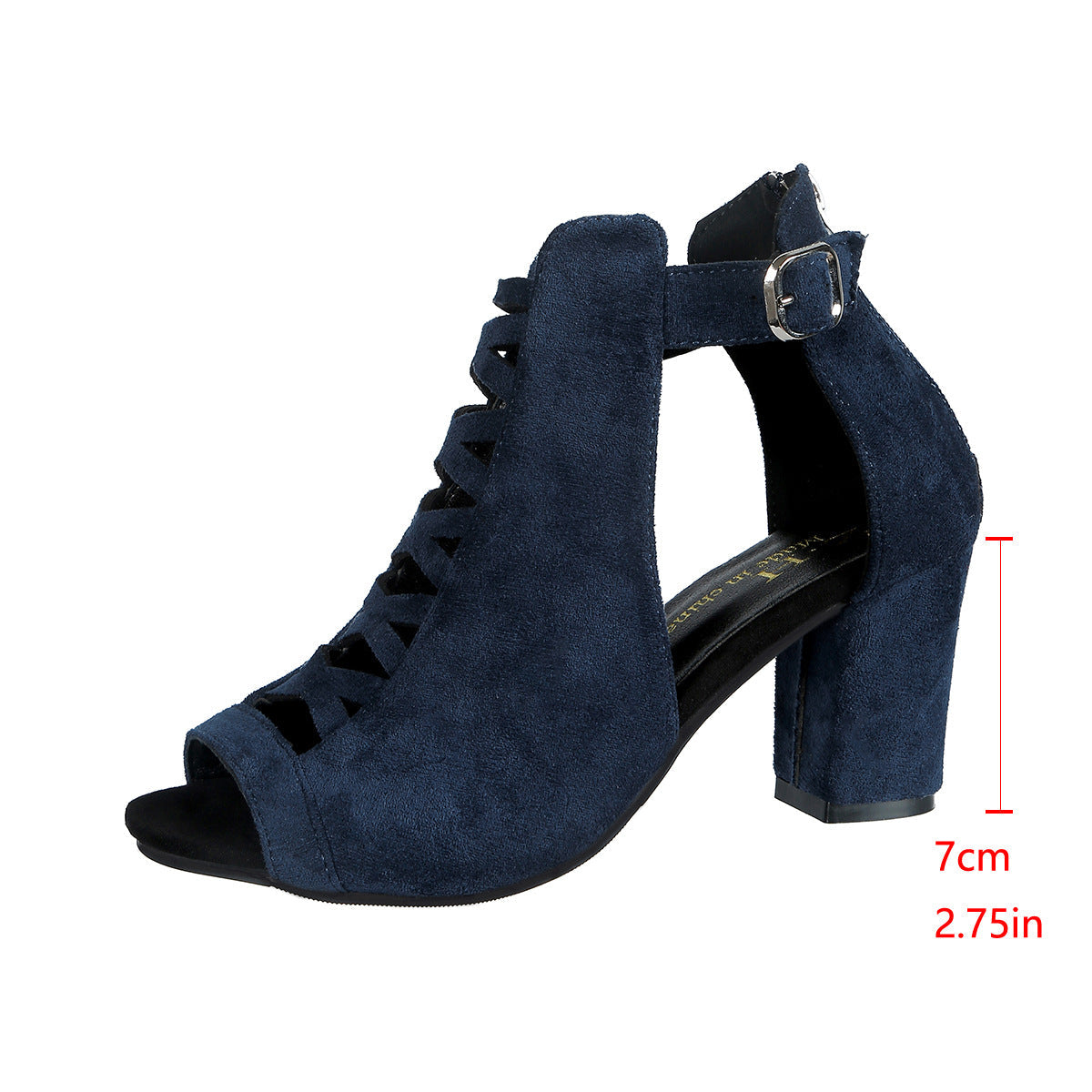 Fiorelle Women's Odette Suede Peep-Toe Cutout Bootie Sandals – Buckle Strap Chunky Heel Sophisticated Boot Sandals (US 3.5–11.5)