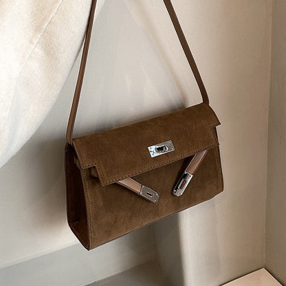 Fiorelle Women's Retro-Luxe Suede Mini Satchel - Convertible Underarm Crossbody Bag for Women | Vintage Brushed Texture in Caramel Ombre