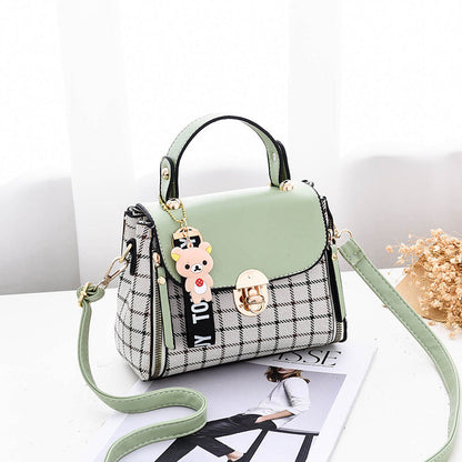 Fiorelle Women's Tartan-Trim Mini Crossbody - 3-Way Convertible Bag w/ Color-Block & Enamel Charms, Textured PU Small Purse