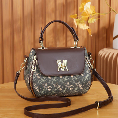Fiorelle Women's Classic Letter Print Apple Bag - Multi-Way Crossbody Shoulder Tote Handbag Purse