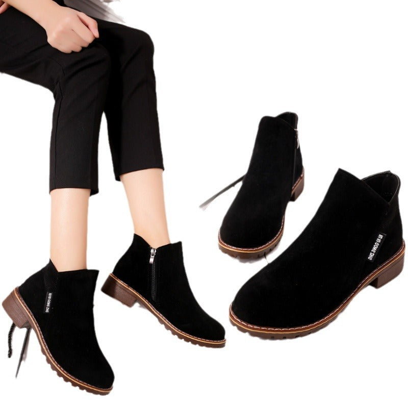 Fiorelle Women's Suede Chelsea Ankle Boots - Side Zip Low Heel Martin Boots (US 4-10)