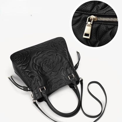 Fiorelle Women's Heritage Grain Tote - Full-Grain Leather Statement Carry with Hand-Pressed Motifs & Timeless Silhouette