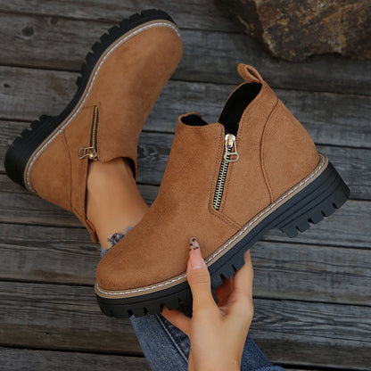Fiorelle Women's Metro Chelsea Boots - Side-Zip Suede Ankle Boots with Chunky Heel (US 5-10.5)