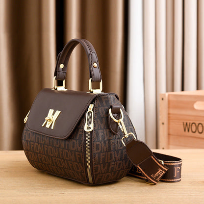 Fiorelle Women's Classic Letter Print Apple Bag - Multi-Way Crossbody Shoulder Tote Handbag Purse