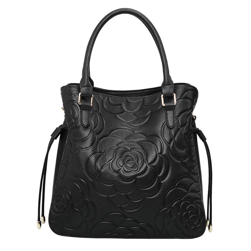 Fiorelle Women's Heritage Grain Tote - Full-Grain Leather Statement Carry with Hand-Pressed Motifs & Timeless Silhouette