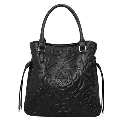 Fiorelle Women's Heritage Grain Tote - Full-Grain Leather Statement Carry with Hand-Pressed Motifs & Timeless Silhouette