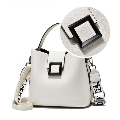 Fiorelle Women’s Signature-Buckle Square Bucket Bag - Premium Convertible Shoulder & Crossbody with Architectural Silhouette & Elevated Minimalism