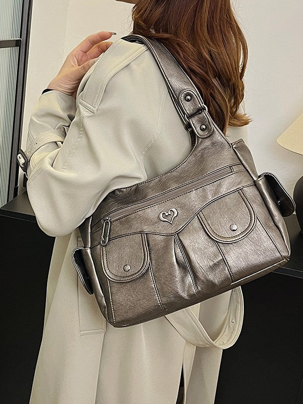 Fiorelle Women's Large Capacity Crossbody Bag - Premium Leather Underarm Purse for Commuter, Travel & Work, Adjustable Strap & Anti-Theft Design