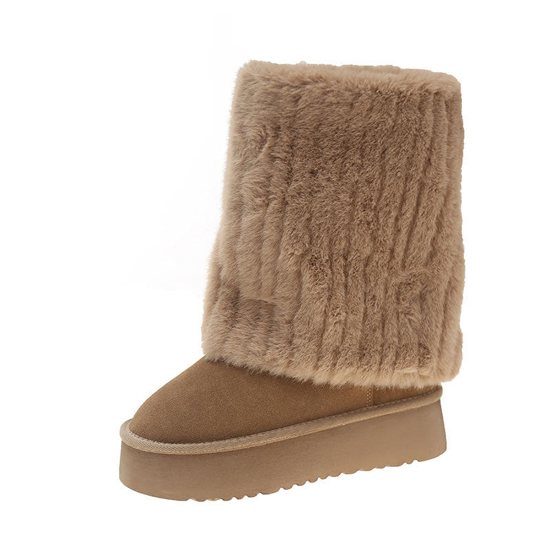 Fiorelle Women's SnugLift Mid Boots - Thermal Platform Snow Boots with Faux Fur (US 5-11)