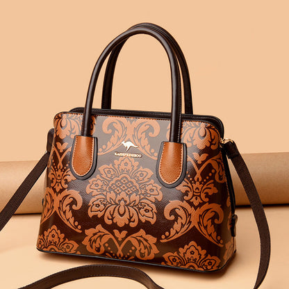 Fiorelle Women's Gilded Heirloom Satchel - Hand-Tooled Embossed Leather Convertible with Timeless Architecture & Artisan Legacy