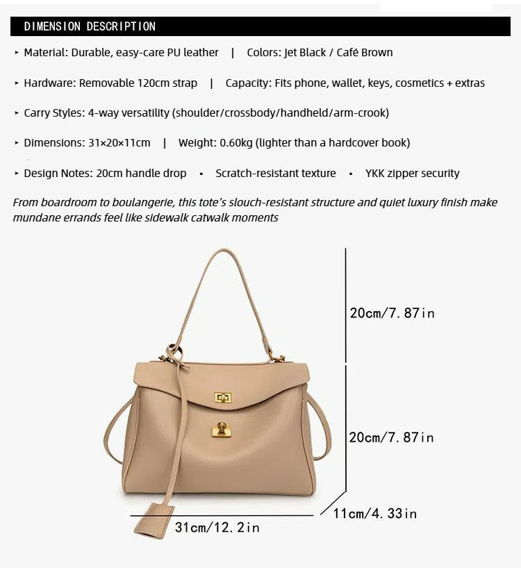 Fiorelle Women's Modern French Tote Bag – Lightweight Structured Purse with Hidden Zip Pockets