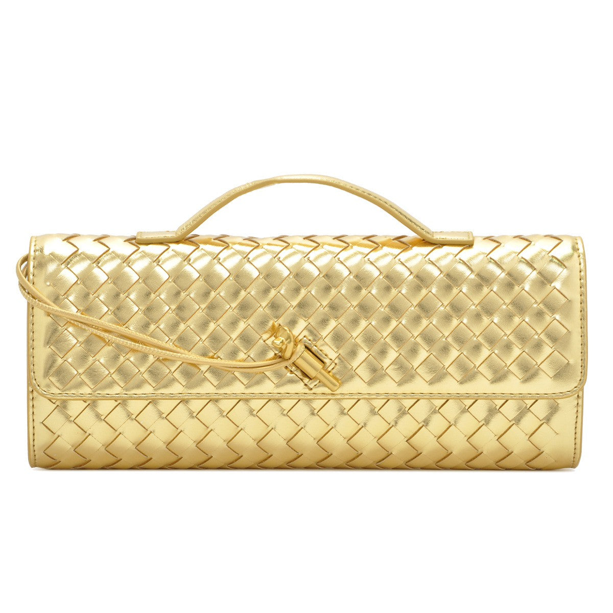 Fiorelle Women's Celestial Baguette Clutch - Kiss-Lock Woven Minaudière with Chain Strap
