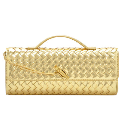 Fiorelle Women's Celestial Baguette Clutch - Kiss-Lock Woven Minaudière with Chain Strap