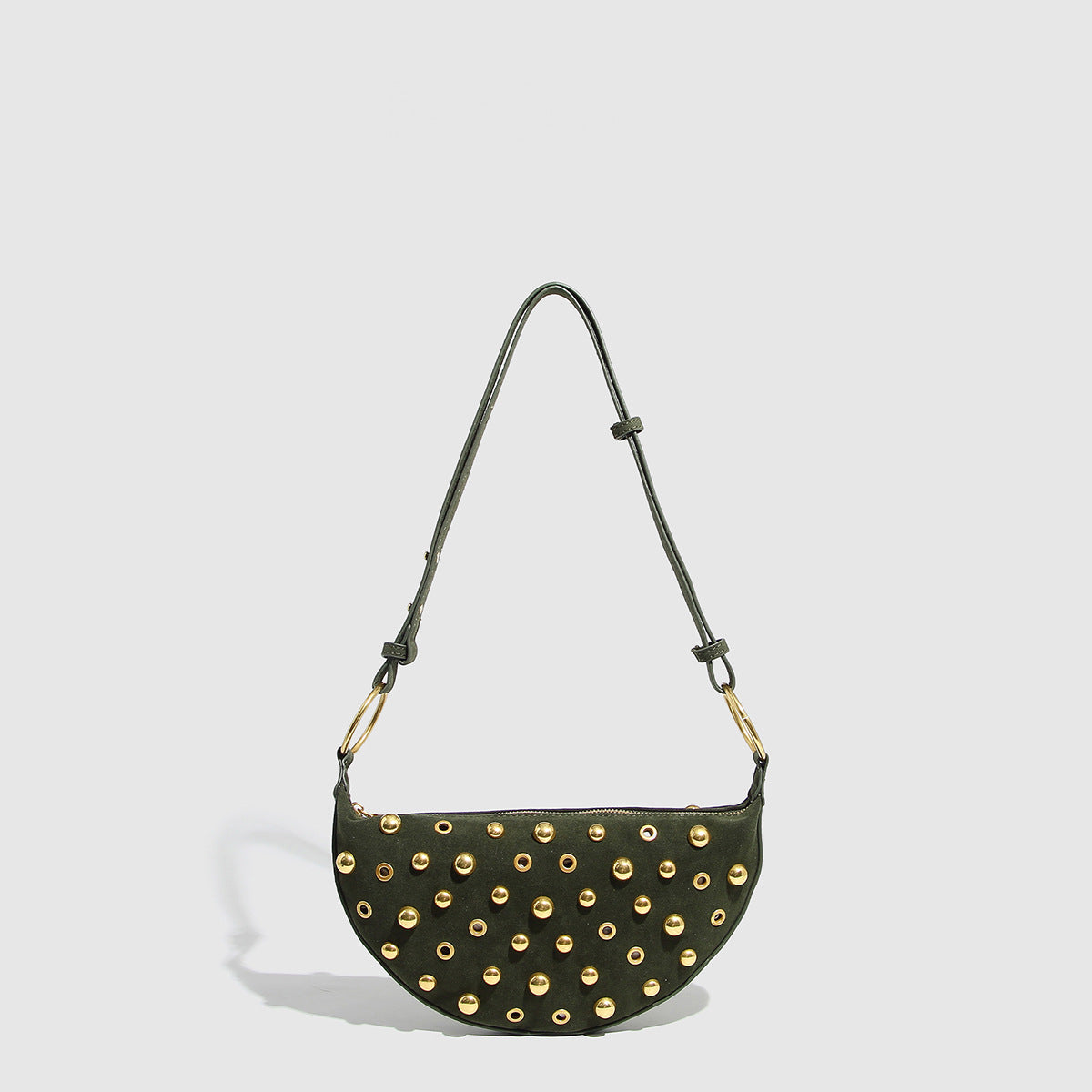 Fiorelle Women's Rebel Rivet Underarm Bag - Punk-Edge Mushroom Stud Shoulder Crossbody with Detachable Strap & Distressed Texture