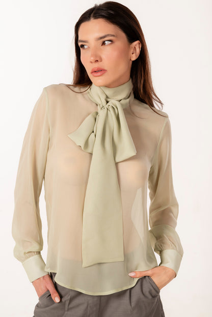 SIENNA LIGHT GREEN SILK BLOUSE