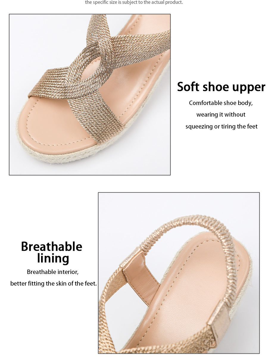 Fiorelle Women's Ria Braid Artisan Platform Wedge Sandals – Sculpted Woven Rope Open-Toe Roman Sandals (US 4–10.5)