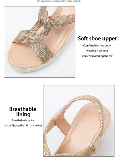 Fiorelle Women's Ria Braid Artisan Platform Wedge Sandals – Sculpted Woven Rope Open-Toe Roman Sandals (US 4–10.5)