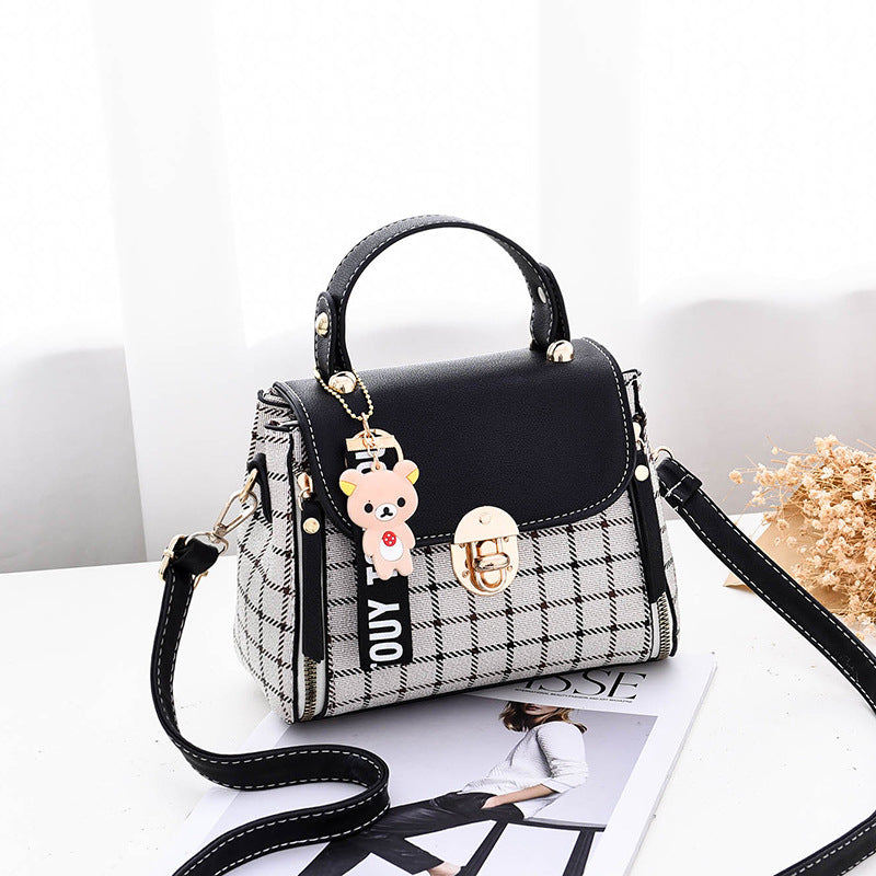 Fiorelle Women's Tartan-Trim Mini Crossbody - 3-Way Convertible Bag w/ Color-Block & Enamel Charms, Textured PU Small Purse