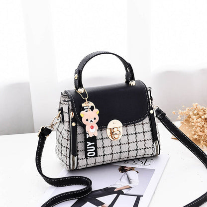 Fiorelle Women's Tartan-Trim Mini Crossbody - 3-Way Convertible Bag w/ Color-Block & Enamel Charms, Textured PU Small Purse